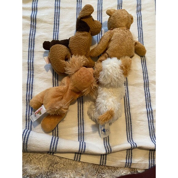 Stuffed animal beanie baby lot of 4 tan bear dog puppy - Picture 8 of 10